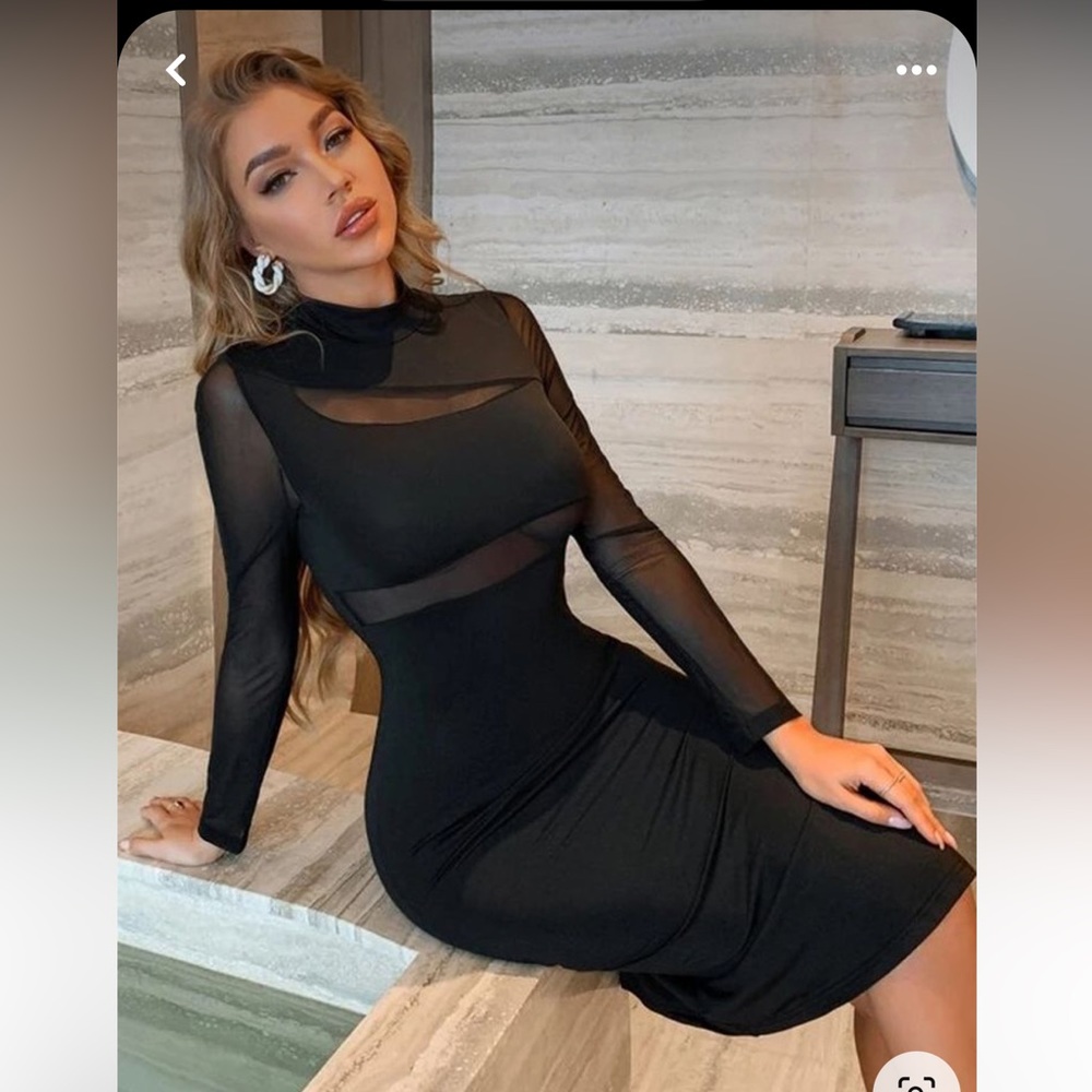 Black Mesh Cut Put Dress